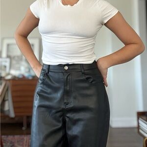 Relaxed Fit Faux Leather Pants